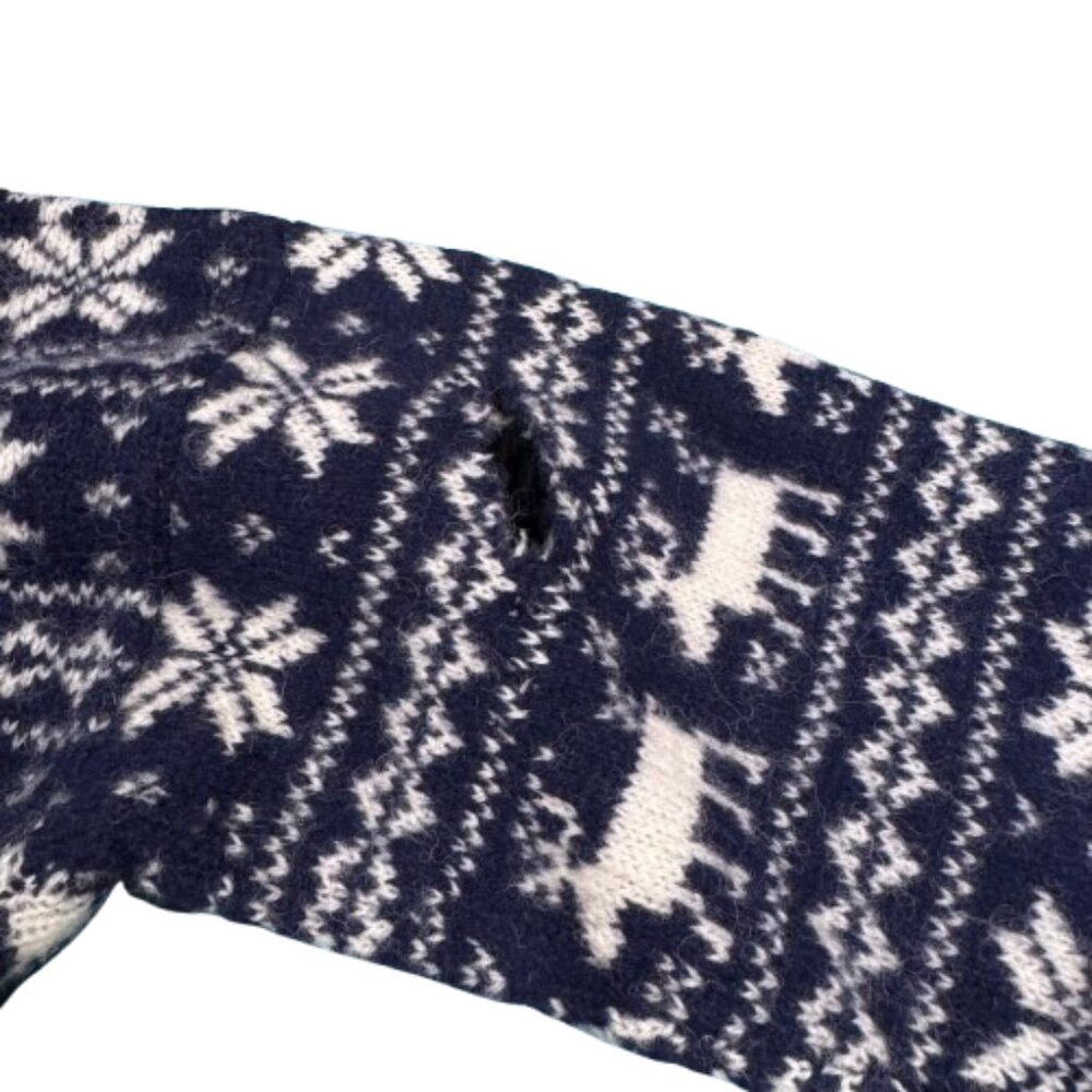 VTG Navy & White Snowflake Moose “People of the World” Boys Sweater | Wool | M/L - Picture 9 of 11